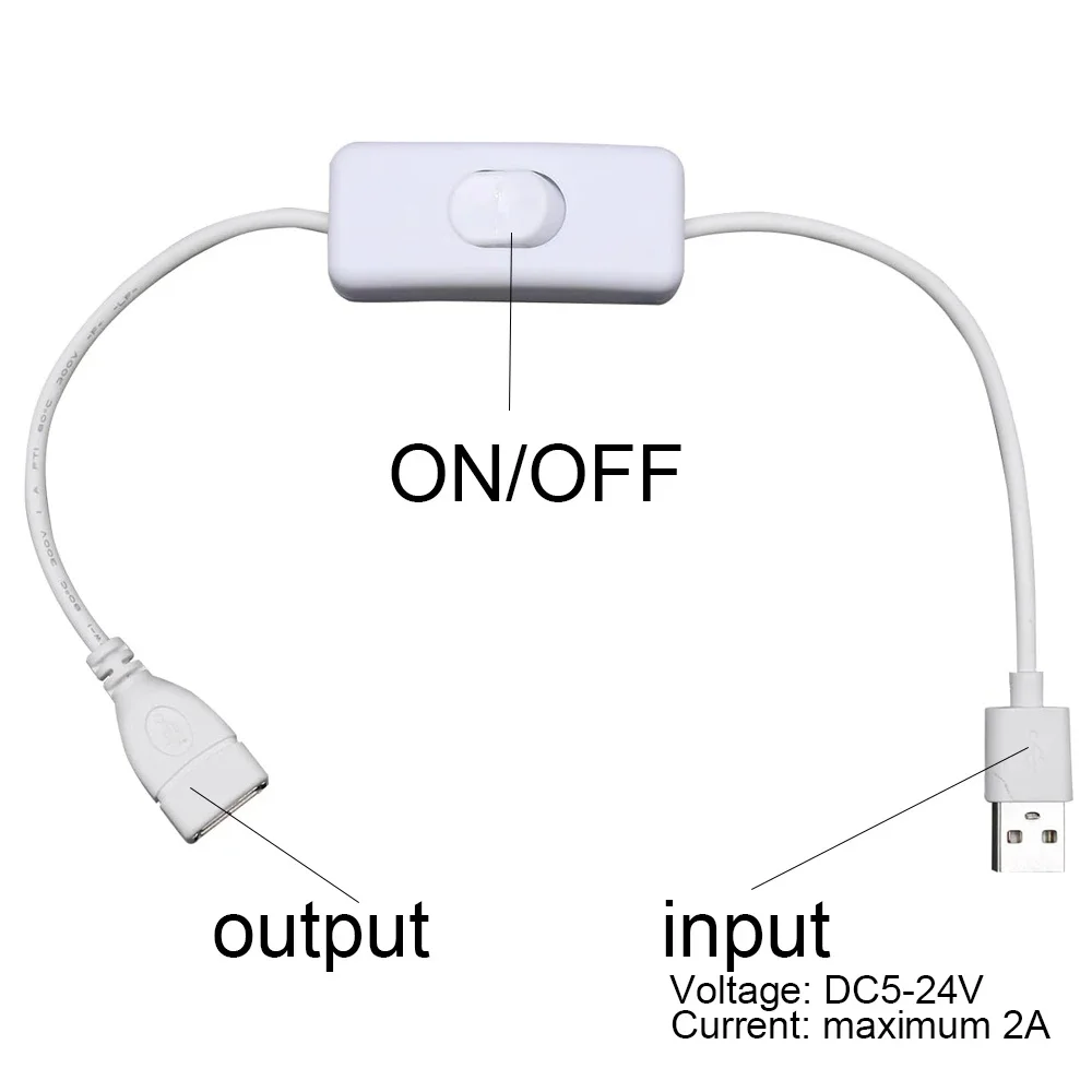 USB Cable with 303 Switch ON/OFF Male to Female Cords Inline Extension Toggle for LED Strip Tape Lamp USB Port Cord Power Line image 6