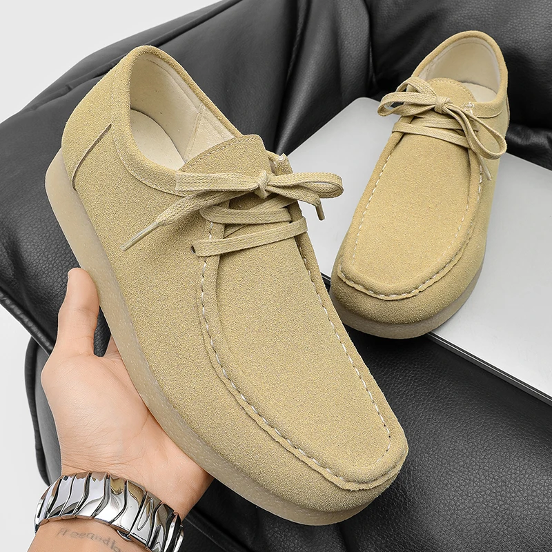 

Autumn Vintage Suede Casual Shoes Men Kangaroo Shoes Comfortable Soft Sole Men's Driving Shoes Low Platform Business Man Shoes