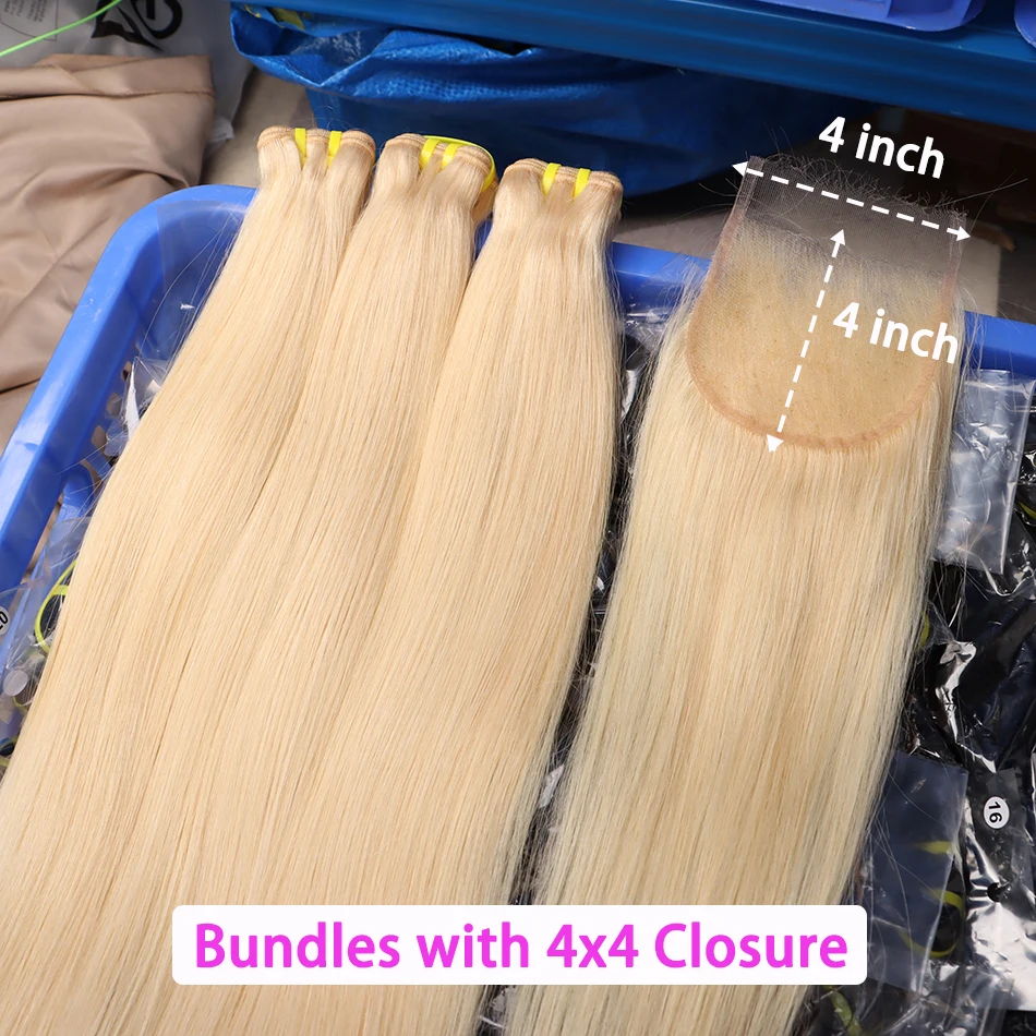 #613 Blonde Color Human Hair Bundles With 4x4 HD Lace Closure 13x4 Frontal Straight Unprocessed Raw Vietnamese Weave Extensions