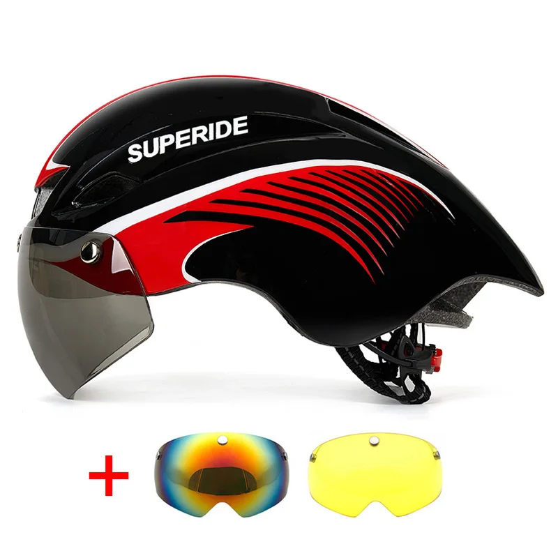 SUPERIDE Aerodynamic Road Bike Helmet with Goggles Sports Ultralight Riding Cycling Helmet Men Women DH MTB Bicycle Helmet