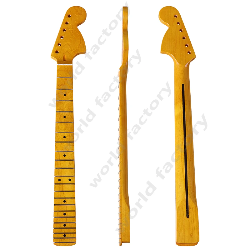 

Electric guitar neck 6 strings 22 frets big head neck with maple bright yellow back center line handle, guitar modification