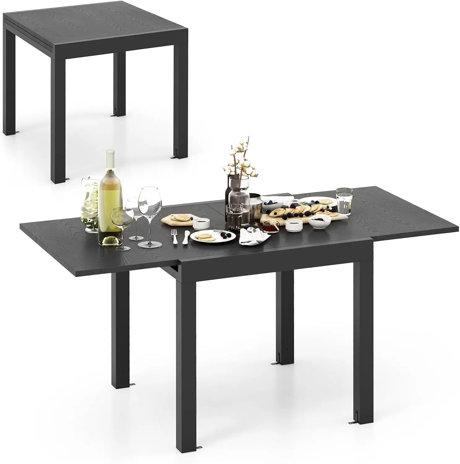 Expandable Aluminum Dining Table Seats 4 6 People Extendable Patio 315 63 Inch Adjustable Rectangular Bistro Outdoor Furniture G