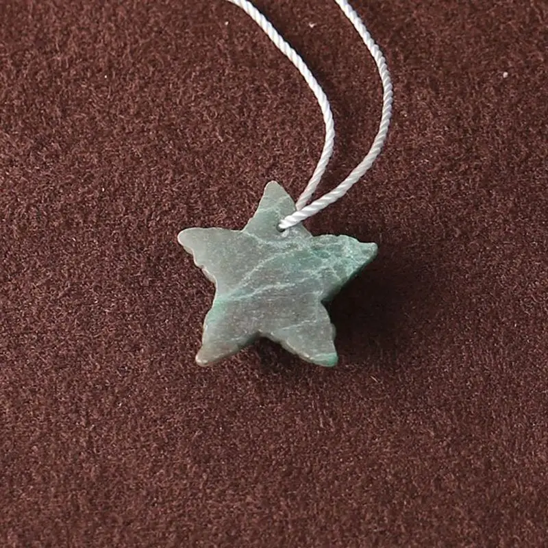 Chrysocolla Starfish Pendant: Single Green Natural Stone Charm with Unique Textures, Ideal for Handmade Jewelry 19x19x7mm-1.9g