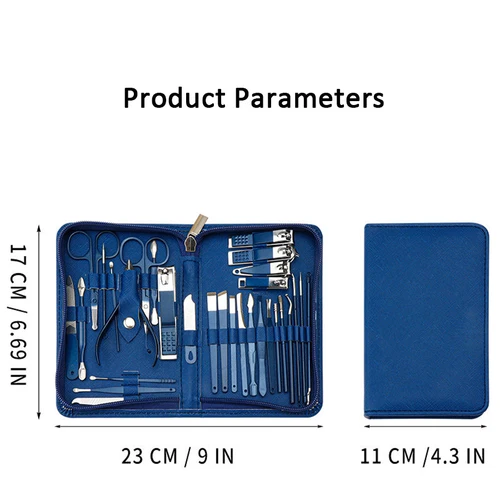 Imagen 2 del producto Juego de manicura 30 en 1, cortaúñas, Kit de manicura profesional de acero inoxidable, con estuche de viaje, para hombre y mujer