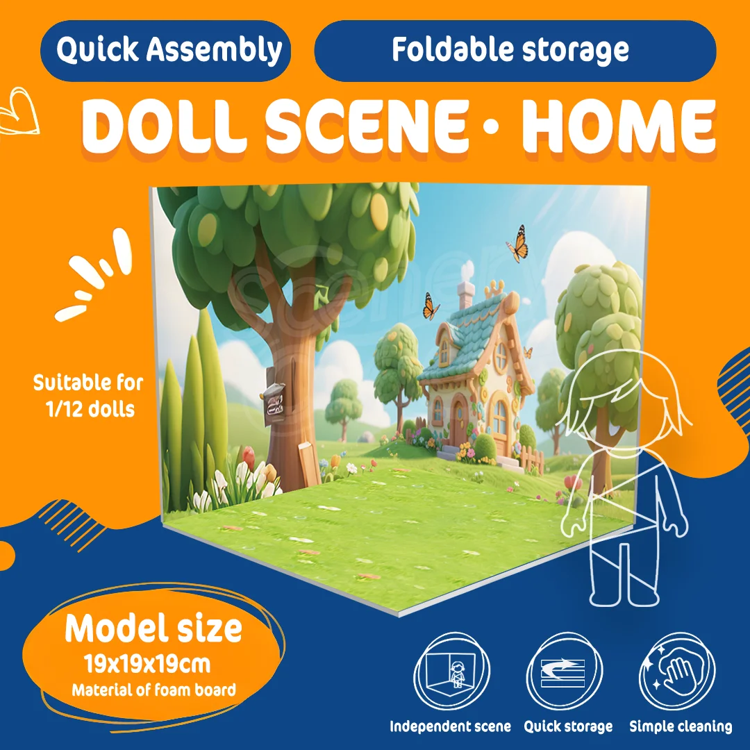 Trendy PVC Display Background Board for Blind Box Dolls Figures Animal Forest Elf Scenes - Toy Display Background