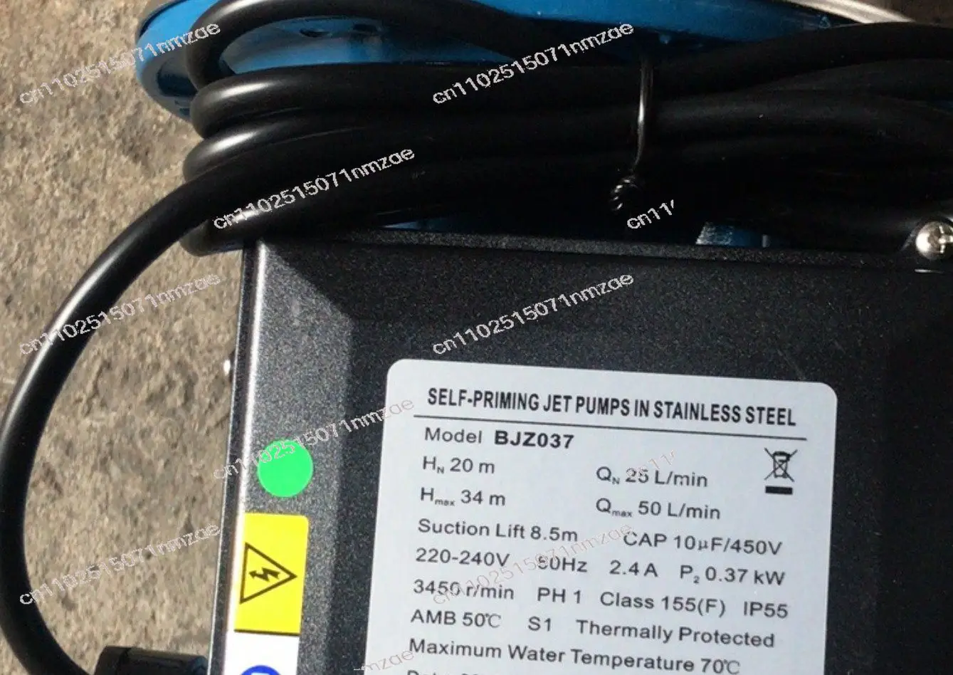 BJZ037 Stainless Steel Jet Self-Priming Pump 220V 60HZ Water Pump Pressure Boosting Pump