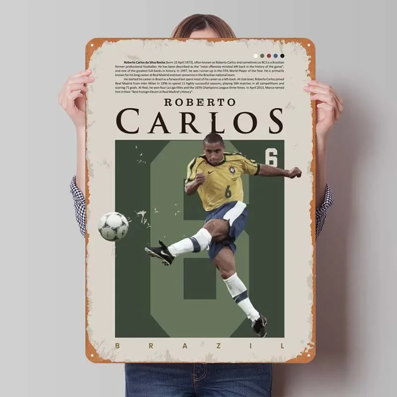 Roberto Carlos Brasilien Zeichen Weißblech Mann Höhle Zimmer Dekor Metall Wand kunst Wandbild Spielzimmer Dekoration Kaffee Bar Wohnkultur