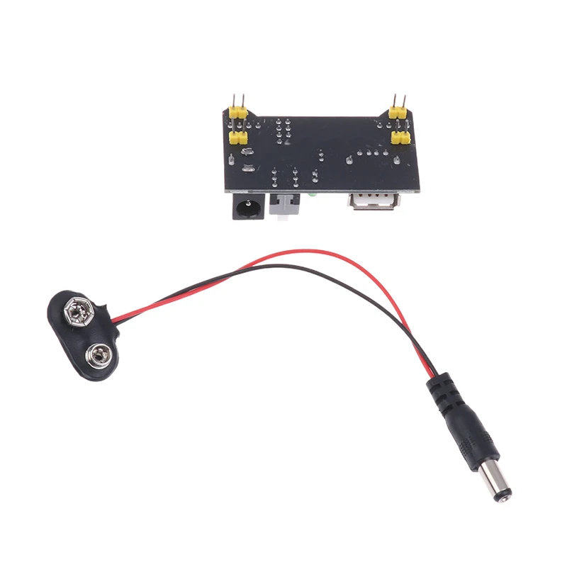 لوحة وحدة إمداد الطاقة MB102 3.3 فولت 5 فولت مع كابل طاقة، مشبك بطارية 9 فولت ومقبس توصيل تيار مستمر ذكر 2.1 × 5.5 مم #5