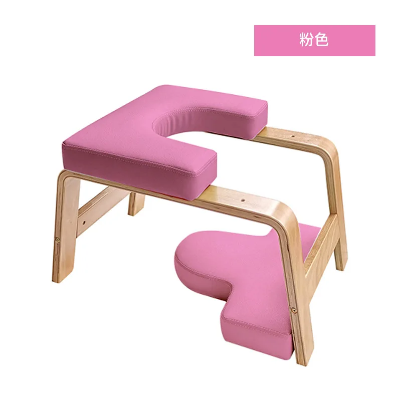 反転体位スタンド ヨガチェア 木製ヨガヘッドスタンドベンチ 家庭用ジム用 PUパッド付き