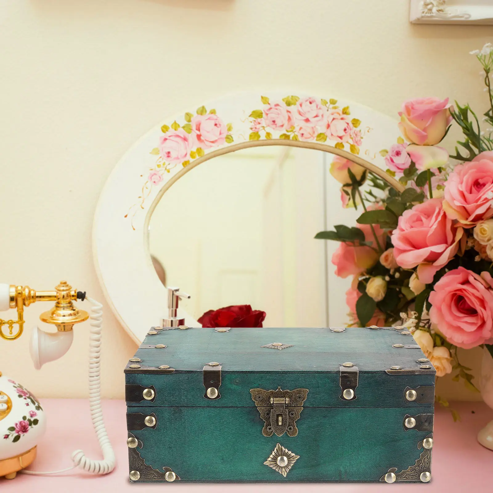 

Деревянная винтажная шкатулка для украшений с замком, многофункциональный органайзер для хранения ювелирных изделий, декоративный футляр для хранения мелочей и колец