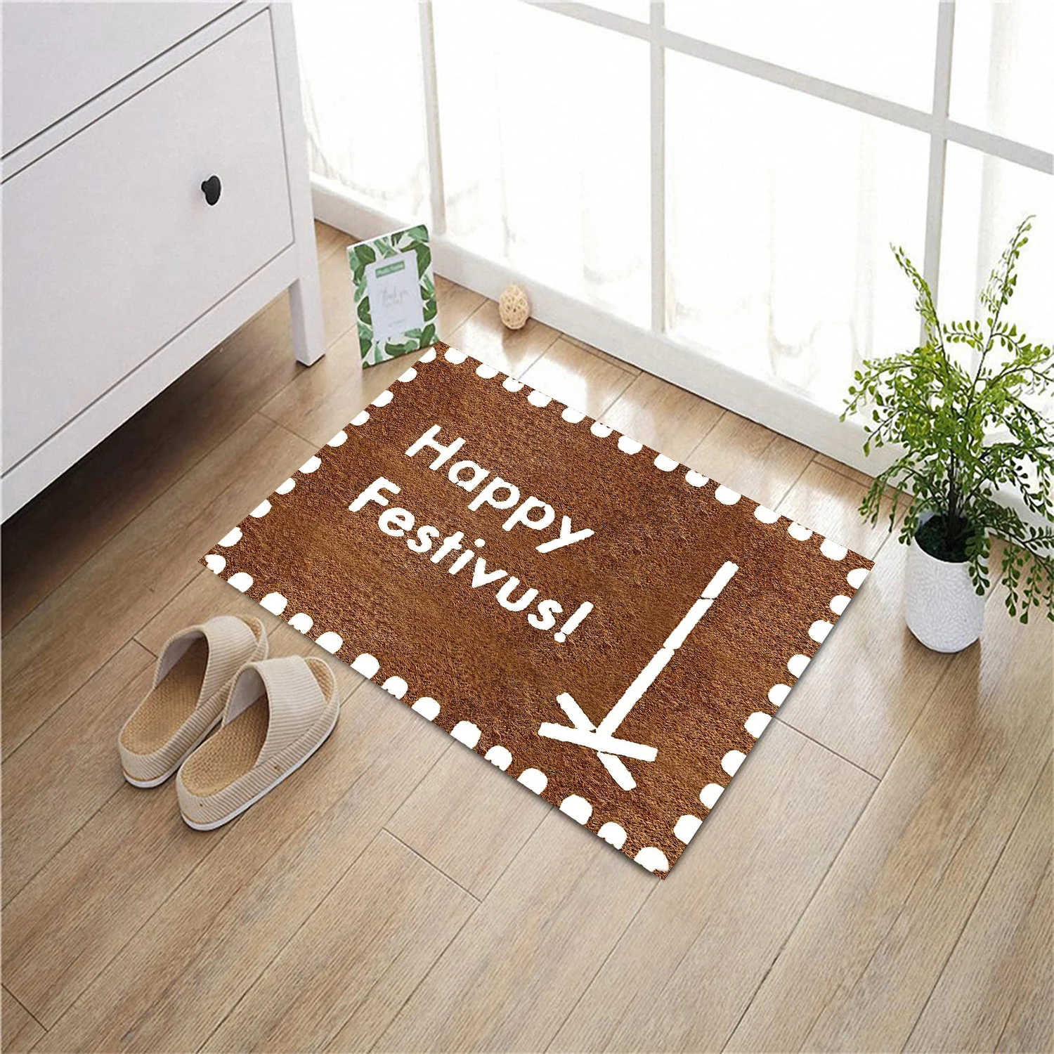 

Happy Festivus Entry Door Mat for House Rubber Anti-Slip Carpet Entrance Outdoor Funny Doormat Porch Sign Floor Mat Kitchen Rugs