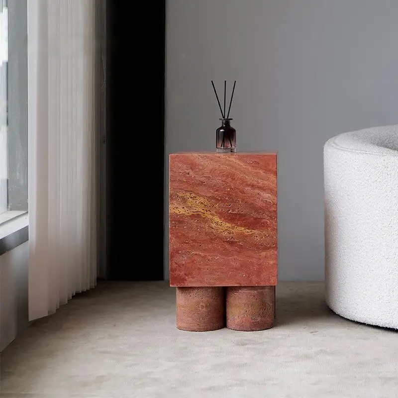 

Minimalist Marble Plant Stand, Solid Natural Stone Side Table, Italian Luxury End Table for Home Decor, Customizable