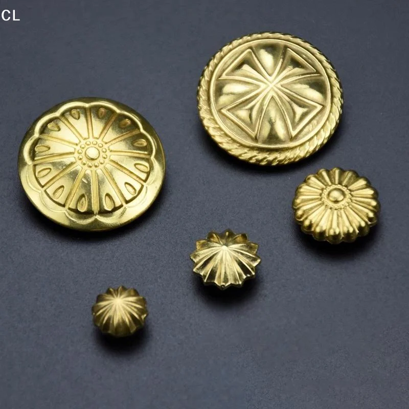 High-End Brass Wallet Buckle Leather Decorative Studs Brass Chrysanthemum Studs Belt Buckle Decoration Pure Copper Hardware