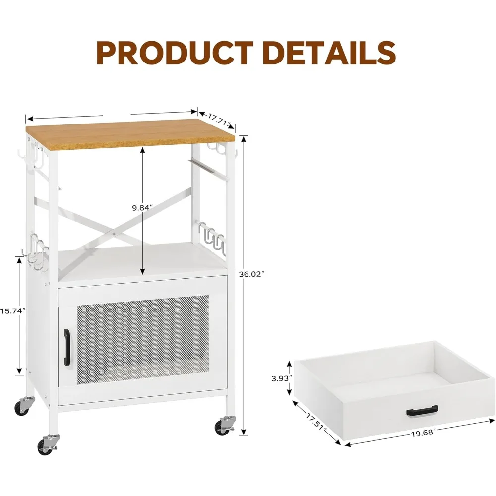 عربة جزيرة المطبخ من Homeiju، عربة تخزين المطبخ مع درج، حامل الميكروويف، عربة القهوة، عربة خزانة المطبخ المتدحرجة مع #2