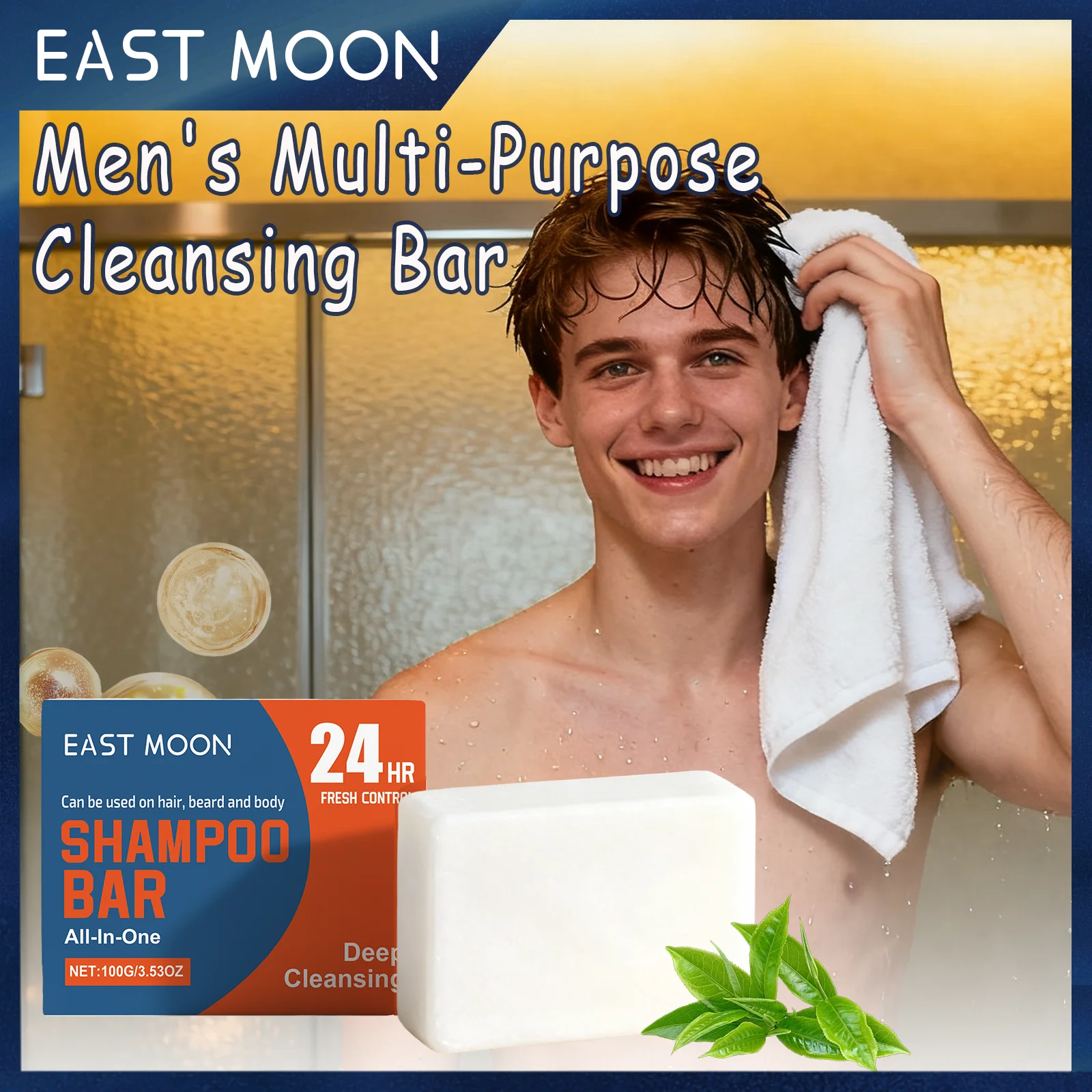 

East Moon Multi-Purpose Men's Cleansing Bar Fine Texture, Lathers Easily Gentle Cleansing And Care For Men's Skin