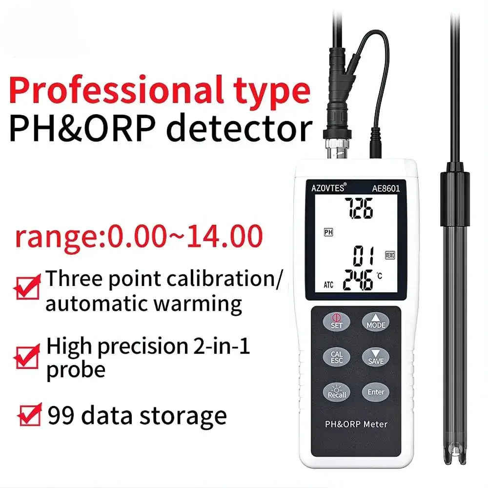 All-in-One Multi Probe Portable Water Quality Testing Equipment PH Meter Temperature Sensor LCD Display ABS Material