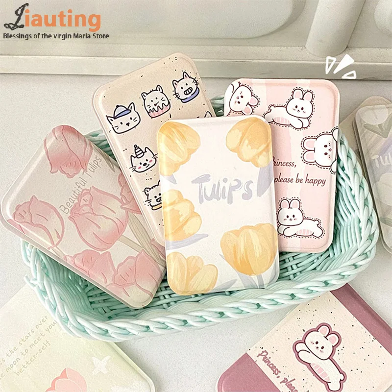 Miroir de maquillage de bureau en cuir PU, couleur unie, Simple, Portable, pliable, Compact, mignon, pour étudiant