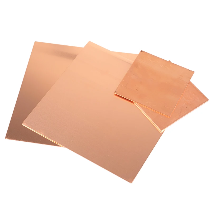 0.3-10MM Thick 50-600MM Size Customized 99.9% Pure T2 Red Copper Sheet Plate for CNC Mould Machining Chip Ram Cooling Metal Art