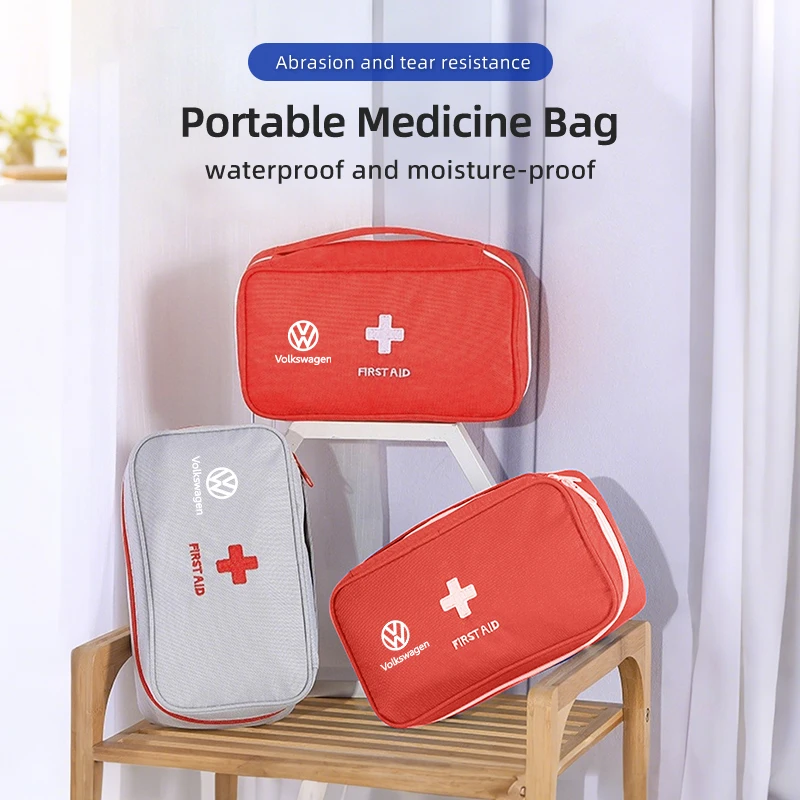 

Car Portable Medicine Bag First Aid Kit Storage Bag Travel For Volkswagen VW Jetta Golf Beetle CC EOS GTI MK2 MK4 MK5 MK6 MK7