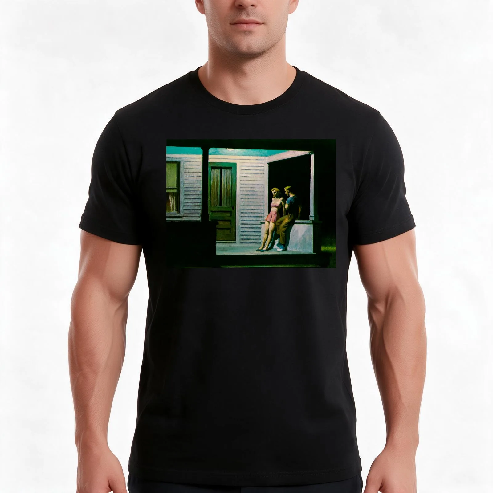 Summer evening by Edward Hopper T-Shirt Summer Casual Cotton Tee Oversized Streetwear Tops Vintage Graphic Print 100% Cotton