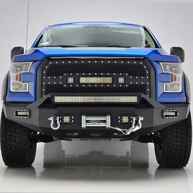 High Quality Steel Front Winch Bumper for Ford F150 2015-2017 Pickup Safety Driving Monitoring System Accessory