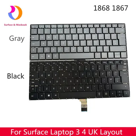 NEW Original  For Surface Laptop 3 4  Keyboard UK Layout 1868 1867 1872 1873 1950 1951 1958 1979 13.5 15