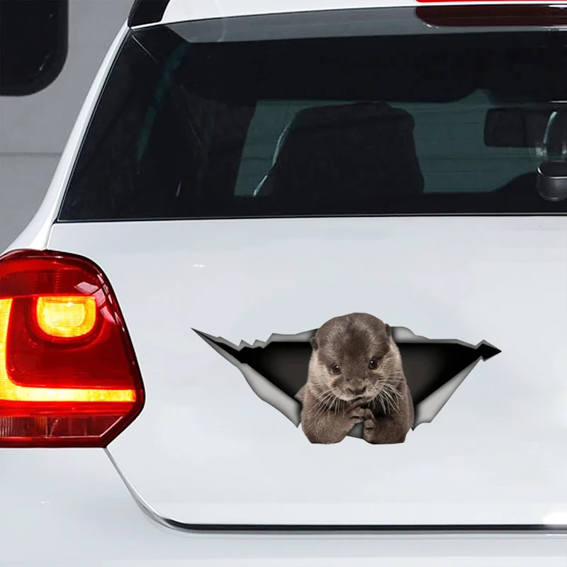 S50503# 3D Otter Animal Car Bumper Window Stickers Waterproof Decoration For Car Fashion Decals Vinyl Material Creative Stickers