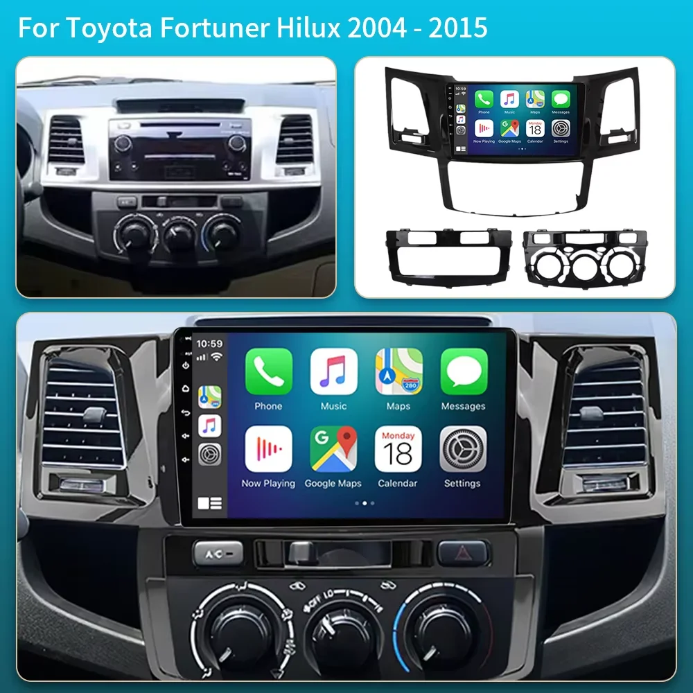أندرويد 15 لتويوتا فورتشنر هايلكس ريفو فيجو 2005-2014 2K QLED أندرويد سيارة الوسائط المتعددة راديو مشغل فيديو نظام تحديد المواقع ستيريو CarPlay 4G