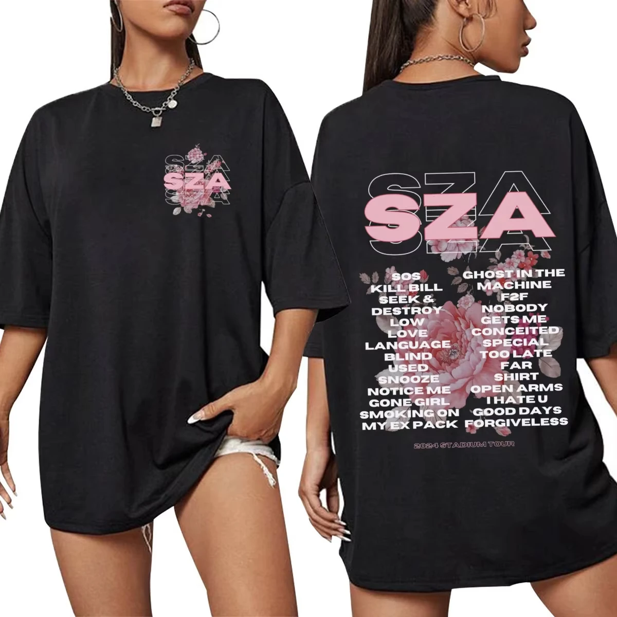 

apper SZA SOS Australia Tour футболка для мужчин и женщин модные винтажные футболки в стиле хип-хоп в стиле Харадзюку повседневные хлопковые свободные футболки подарок для фанатов