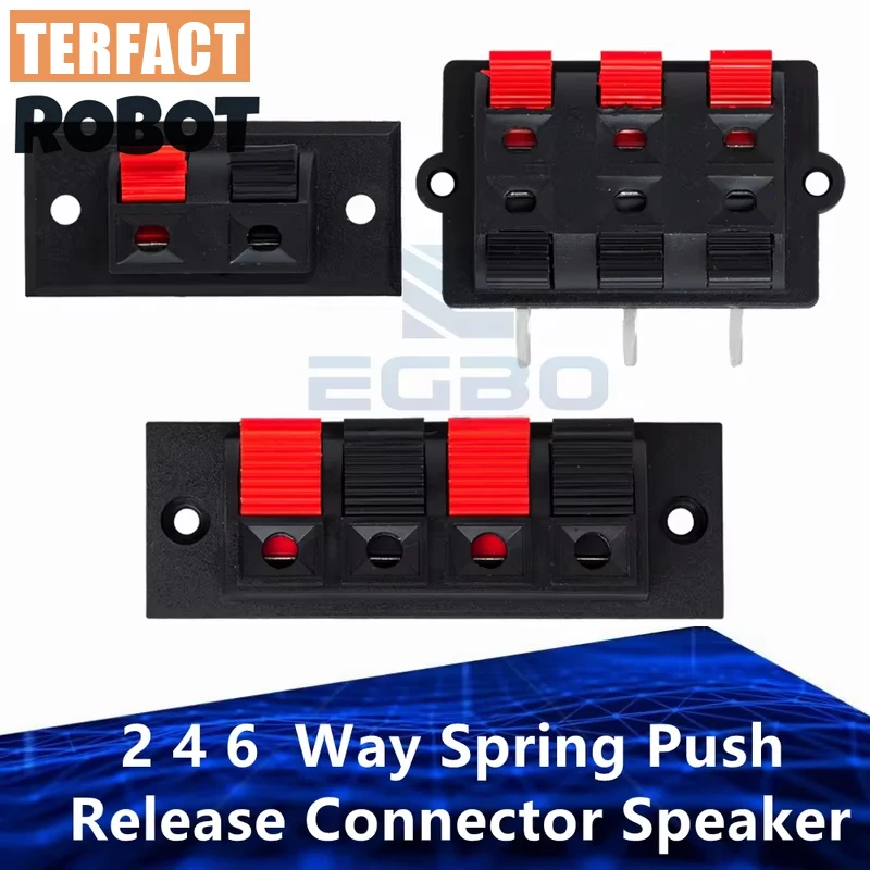 1PCS 2 4 6  Way Spring Push Release Connector Speaker Terminal Strip Block