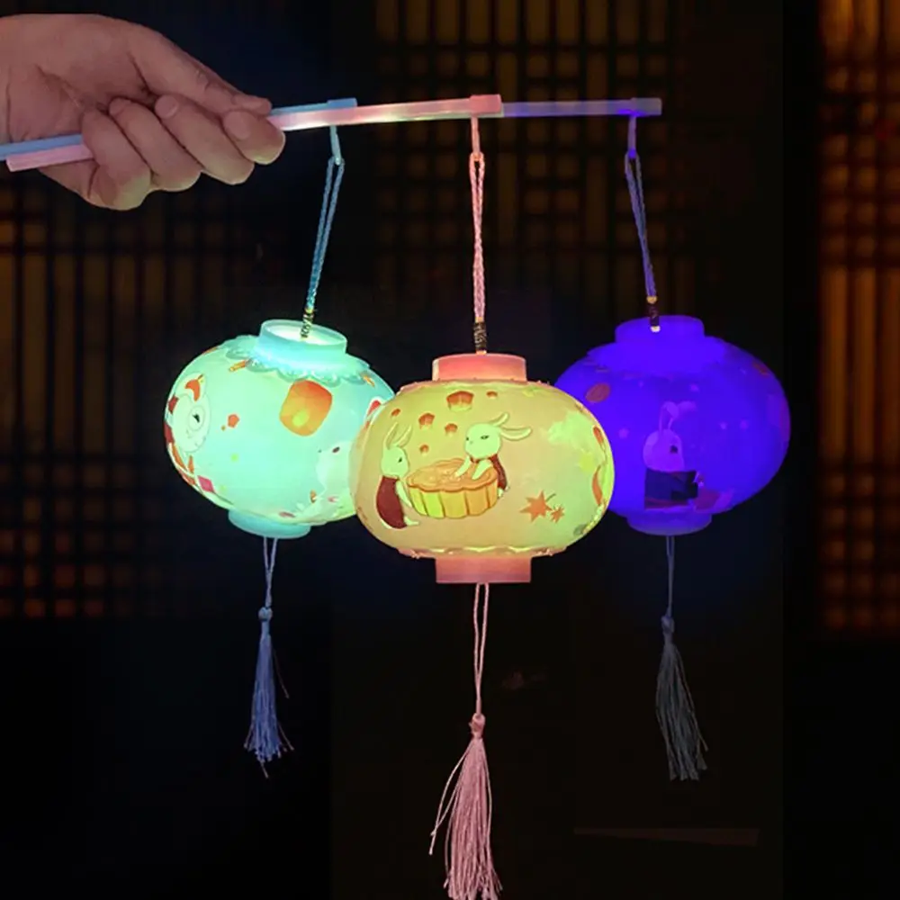 

Handheld Rabbit Chinese Gift Kindergarten Pendant Round Cylinder Festival Lanterns LED Lanterns Mid-autumn Lamp Children Toys