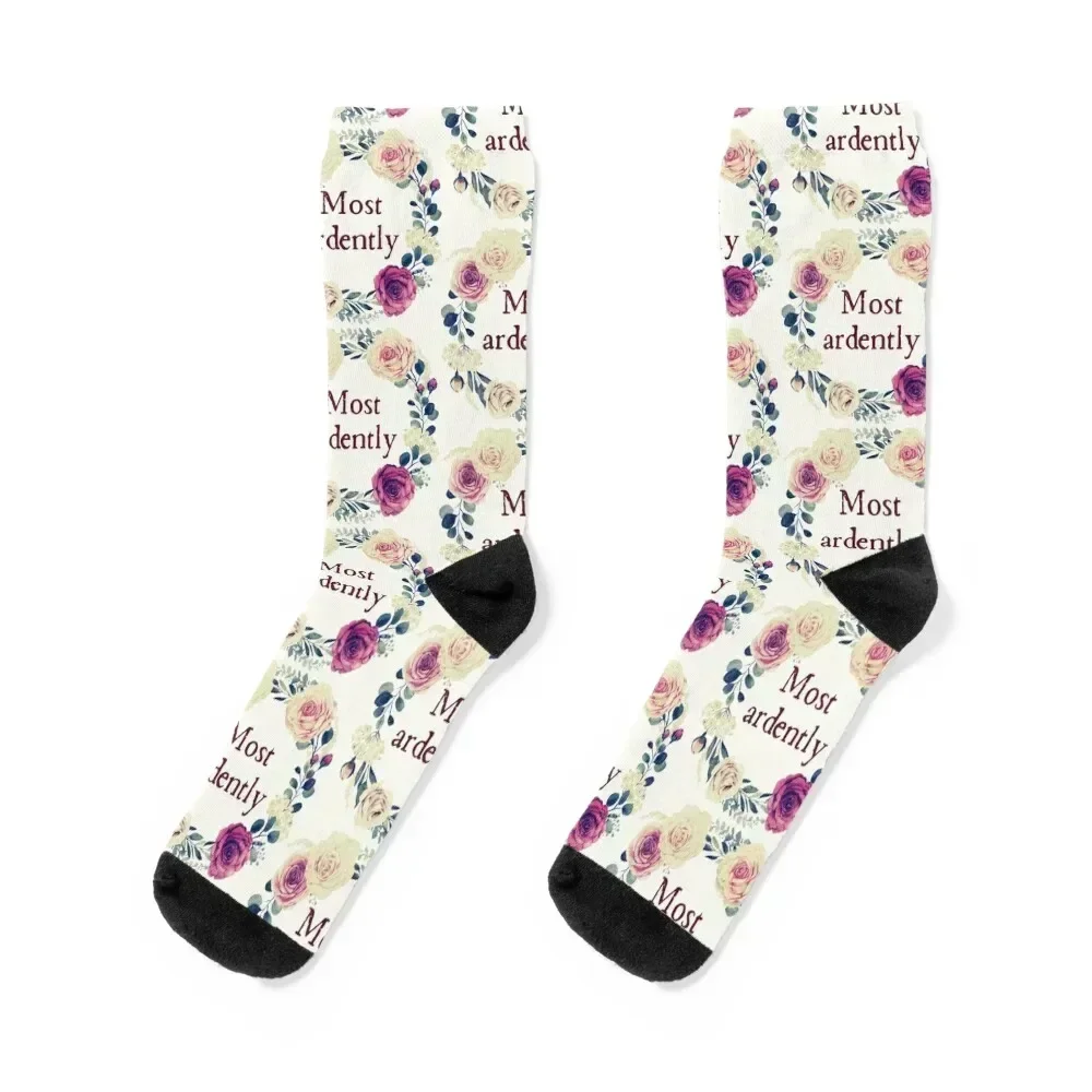 Copy of Most Ardently Jane Austen Pride and Prejudice Vintage Roses Socks FASHION halloween colored Socks Men Women's