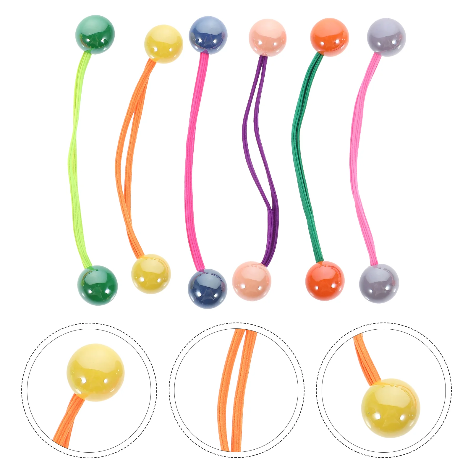 

12 Pcs High Elasticity Candy Color Ball Hair Band Double-headed Rubber 12pcs Ropes Scrunchies Ring Headgear Girl