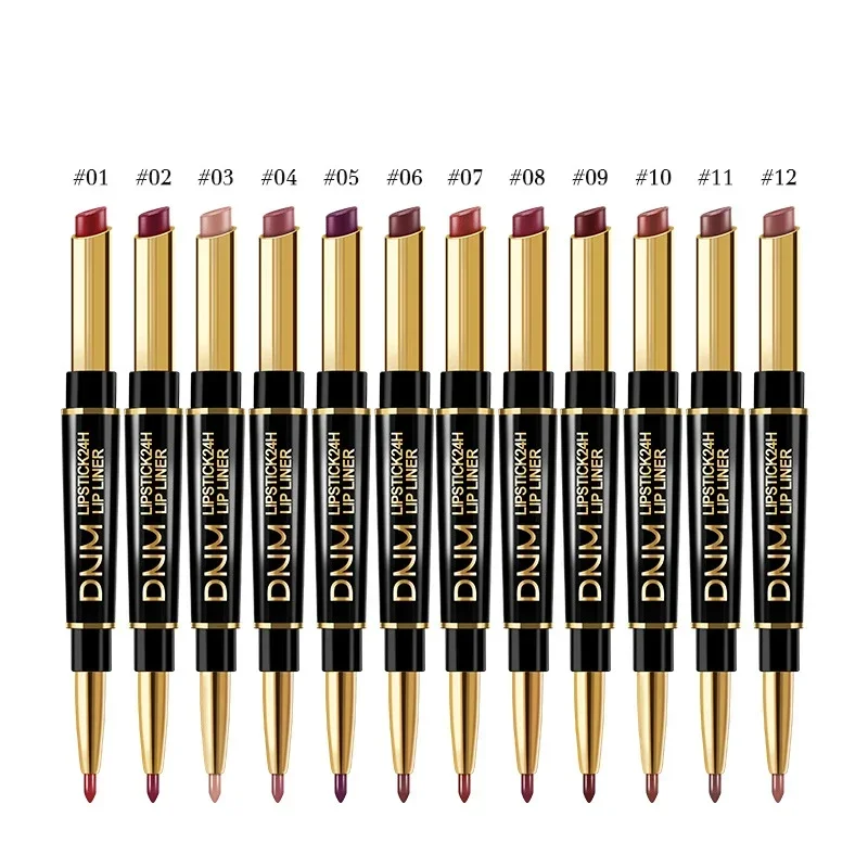 Delineador de labios 2 en 1, lápiz labial mate, tinte de contorno mate, resistente al agua, hidratante de larga duración, delineador de labios, cosméticos, Nude, Sexy, Rojo