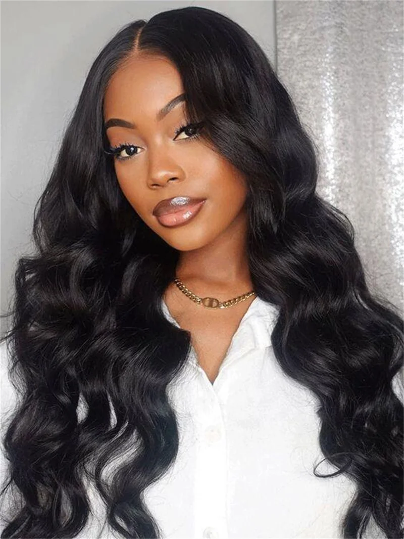 

Long Glueless 26Inch Black Natural Wave Lace Front Wig For Women With Baby Hair Synthetic Preplucked Heat Resistant Soft Daily