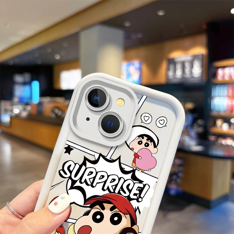 C-Crayon Shin-chan Cartoon Phone Case for iPhone16 15 14 13 12 11 Pro Max 16 15 14 8 7 Plus X XS Max 8 7 Non-Slip Silicone Cover