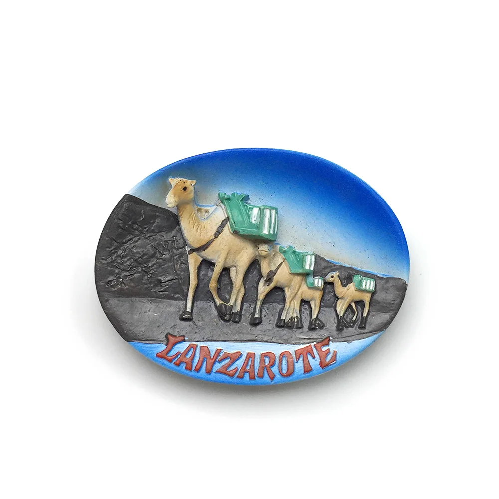 

3D Resin Fridge Magnet - Lanzarote Camels and Landscape - Strong Magnetic Backing - Unique Home Decor