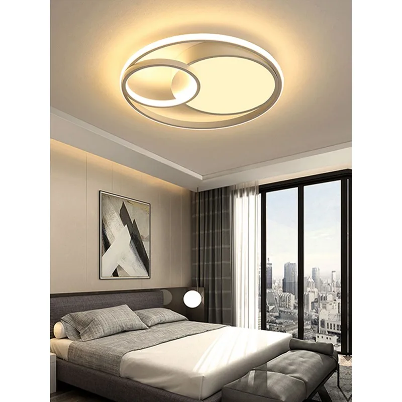 Minimalist Bedroom Lights, Eye - Protecting Small Living Room Creative and Luxurious Room Study Golden Round LED Ceiling Lamps