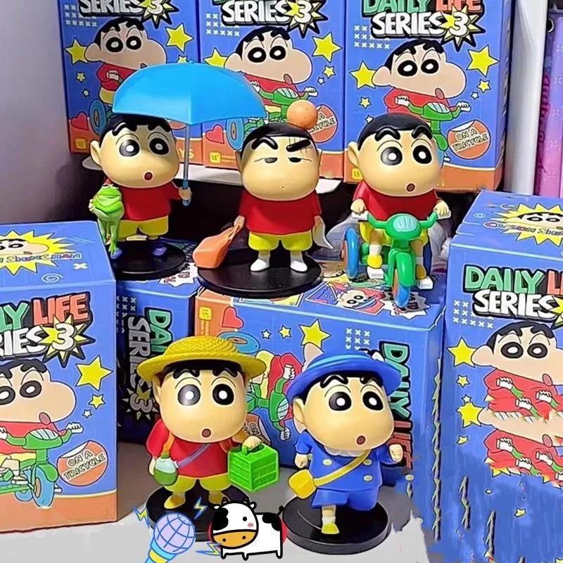Hot Anime Crayon Shin Chan Blind Box Täglichen Leben Serie 3RD Generation Blind Box Puppe Spielzeug Serie Modell Handgemachte Ornament Junge geschenk