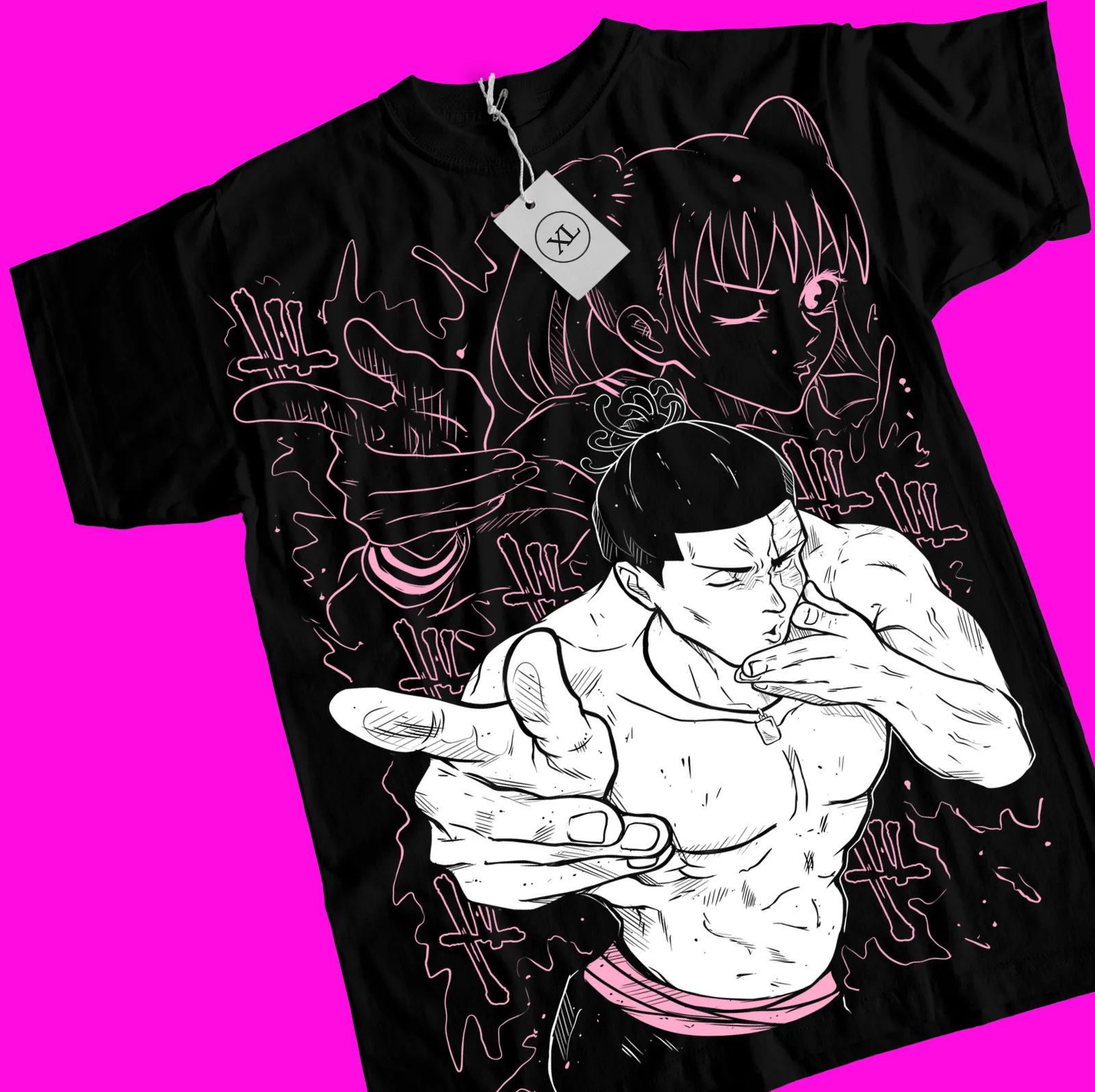 

Yuji Itadori T-shirt Todo Jujutsu Kaisen Gojo Horror Anime Black Shirt All Size