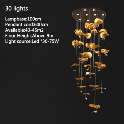 Loft Nordic LED lotus Plafondkroonluchter voor woonkamer keuken koper Hangende hanglamp lamp Slaapkamer kinderkamer