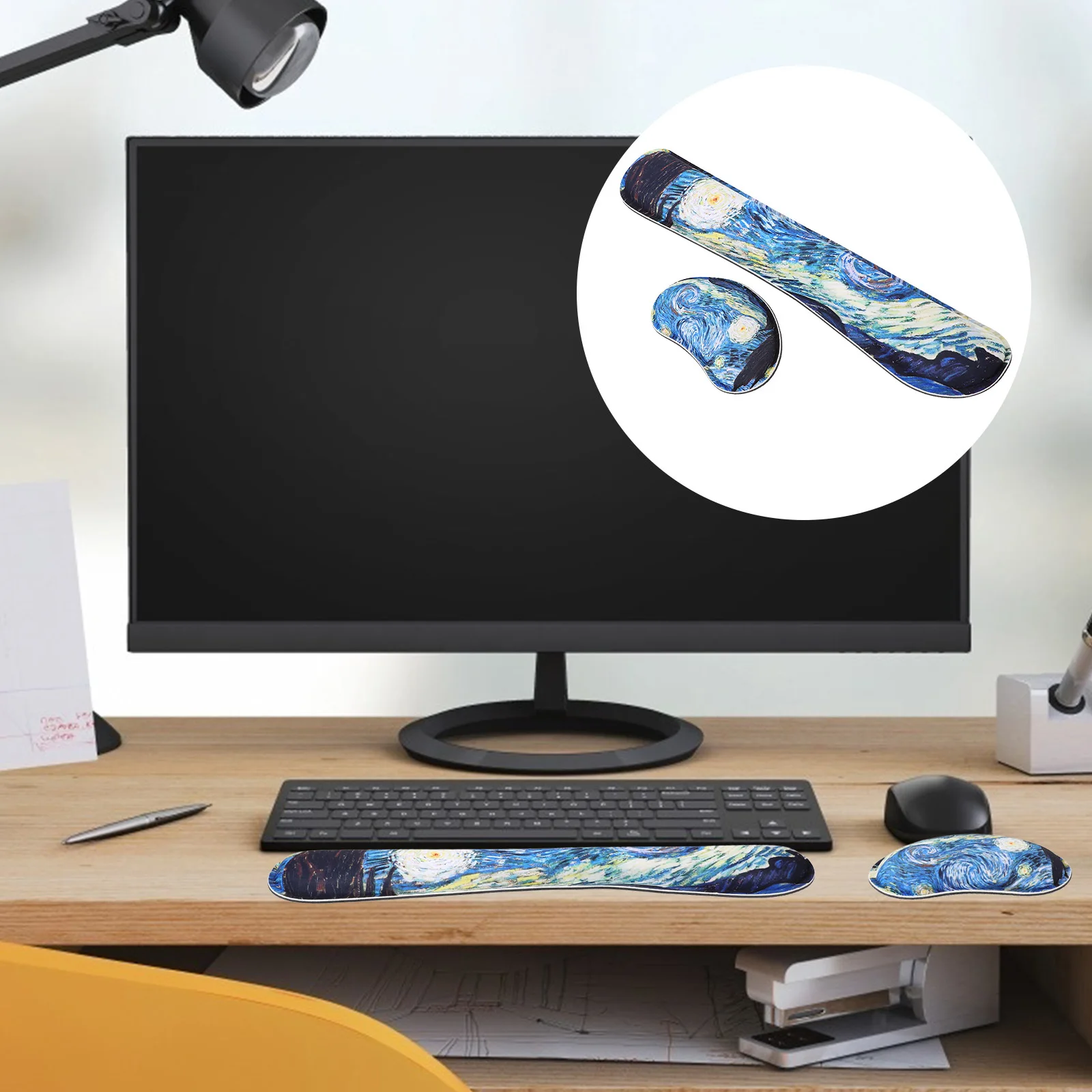 

2Pcs Memory Foam Wrist Rest Pad Gaming Keyboard Mouse Support Anti Slip Silicone Bottom Bright Color Comfortable