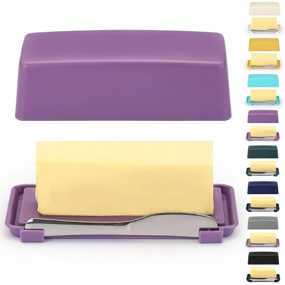 

Dish With Lid For Countertop, Crock With Stainless Steel Multipurpose Knife, Butter Container