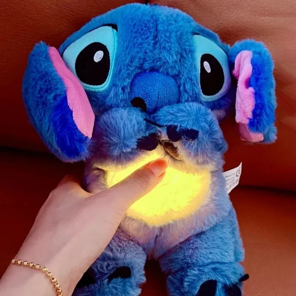 

New Stitch Plush Doll Breath Child Peluche Lilo&Stitch Kawaii Soothes Toy Anime Baby Music Light Sleep Toys Model Kid Gift
