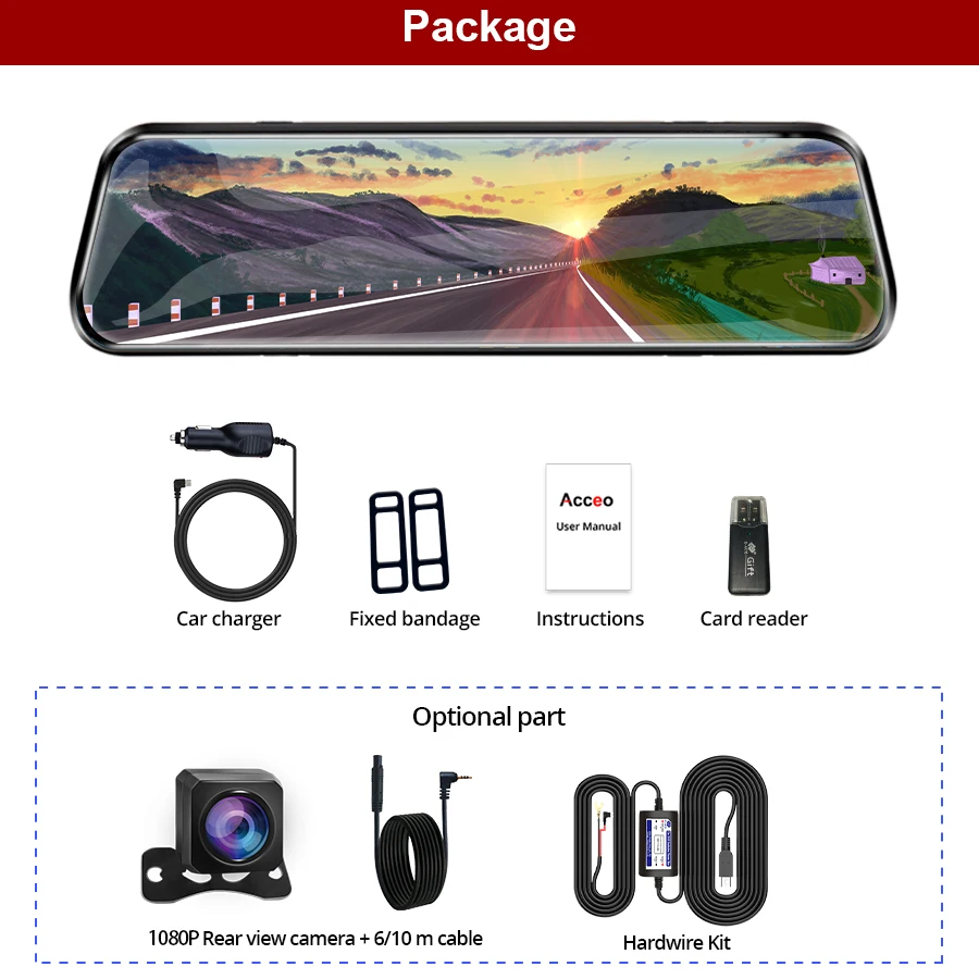 Acceo 9.66" Touch Screen Dash Cam 6