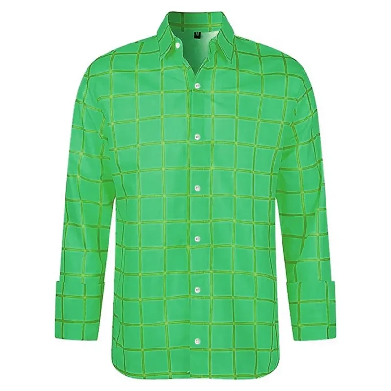 Camisa de manga larga con estampado 3D para hombre, camisa a juego de dibujos animados, top de gran tamaño, solapa de moda, nueva