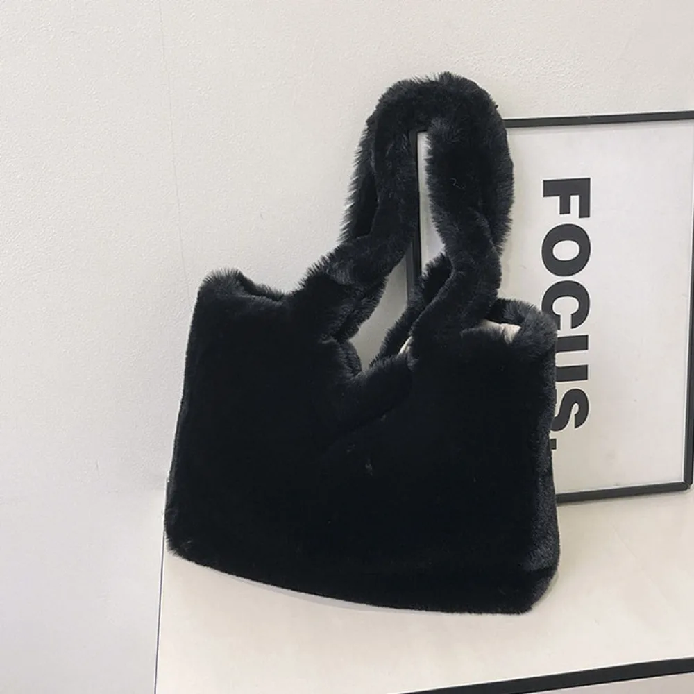 

Универсальная милая большая сумка, плюшевая мягкая сумка на плечо, большая вместительная сумка из искусственного меха, осень-зима