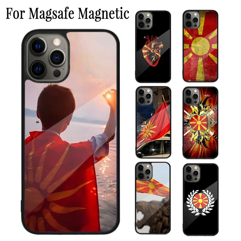 

Macedonia Flag Magnetic Phone Case Coque For iPhone 16 15 14 Plus 13 12 Mini 11 Pro Max Magsafe Wireless Charging Cover