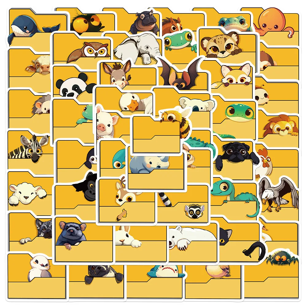 50PCS Cartoon Folder Animal Graffiti Stickers, Decor Luggage, Guitar, Water Bottles, Skateboard Stickers