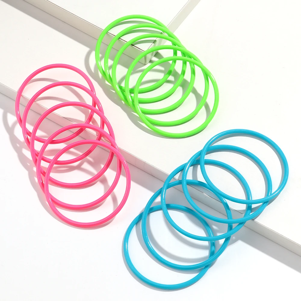 5/10/20 قطعة العصرية الاكريليك النيون الملونة الجولة هندسية رقيقة أساور مجموعة متعدد الألوان تكويم سوار الإكسسوارات